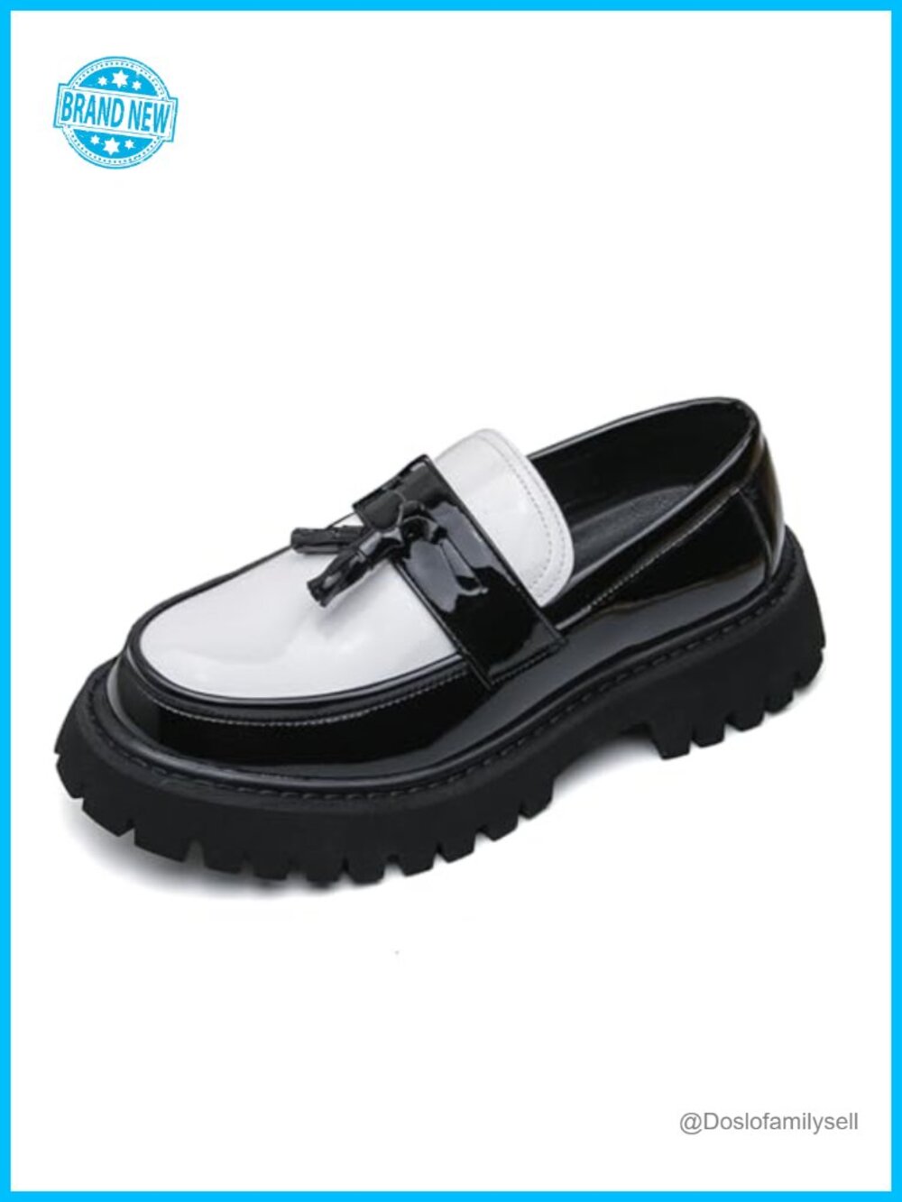 Patent Leather Chunky Platform Lug Sole Slip-On Loafers
